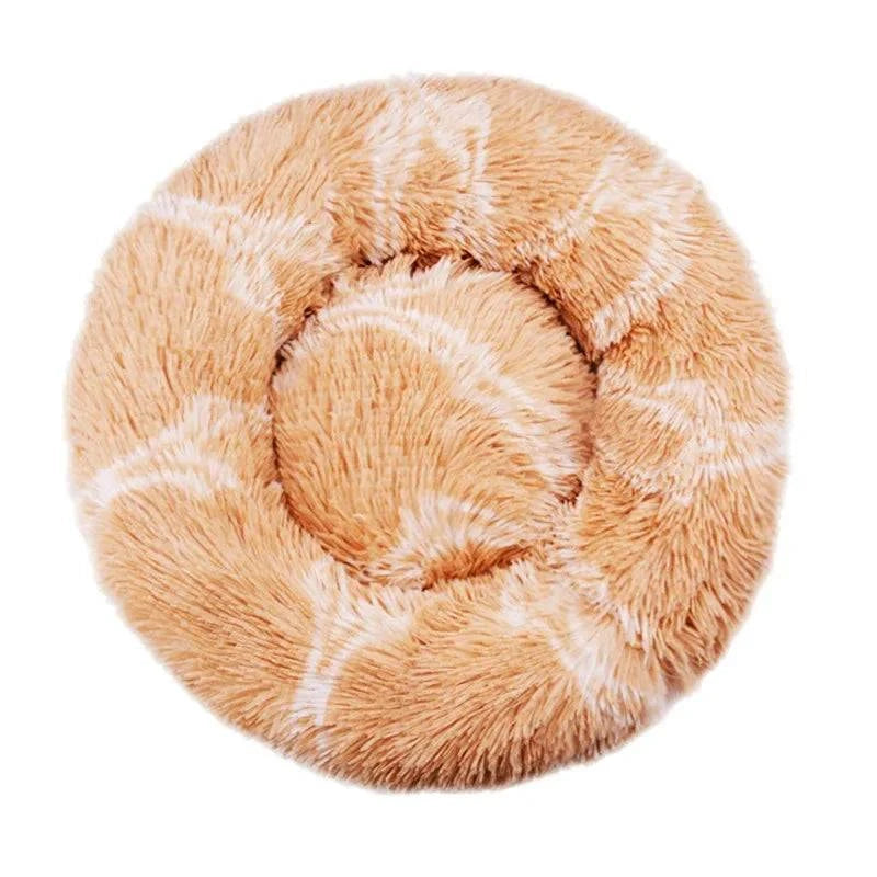 Round plush pet bed for large dogs and cats, 6 sizes 40-90cm, super soft, warm winter sleeping bed with non-slip bottom