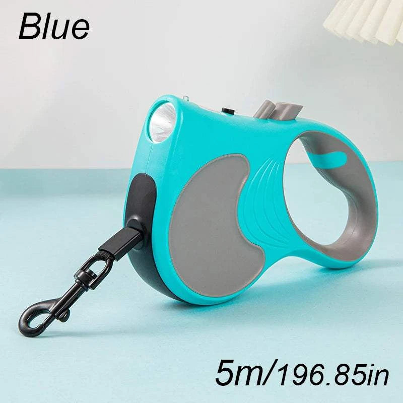 LumiPaw LED Retractable Dog Leash with built-in light and ergonomic handle for safe nighttime walks