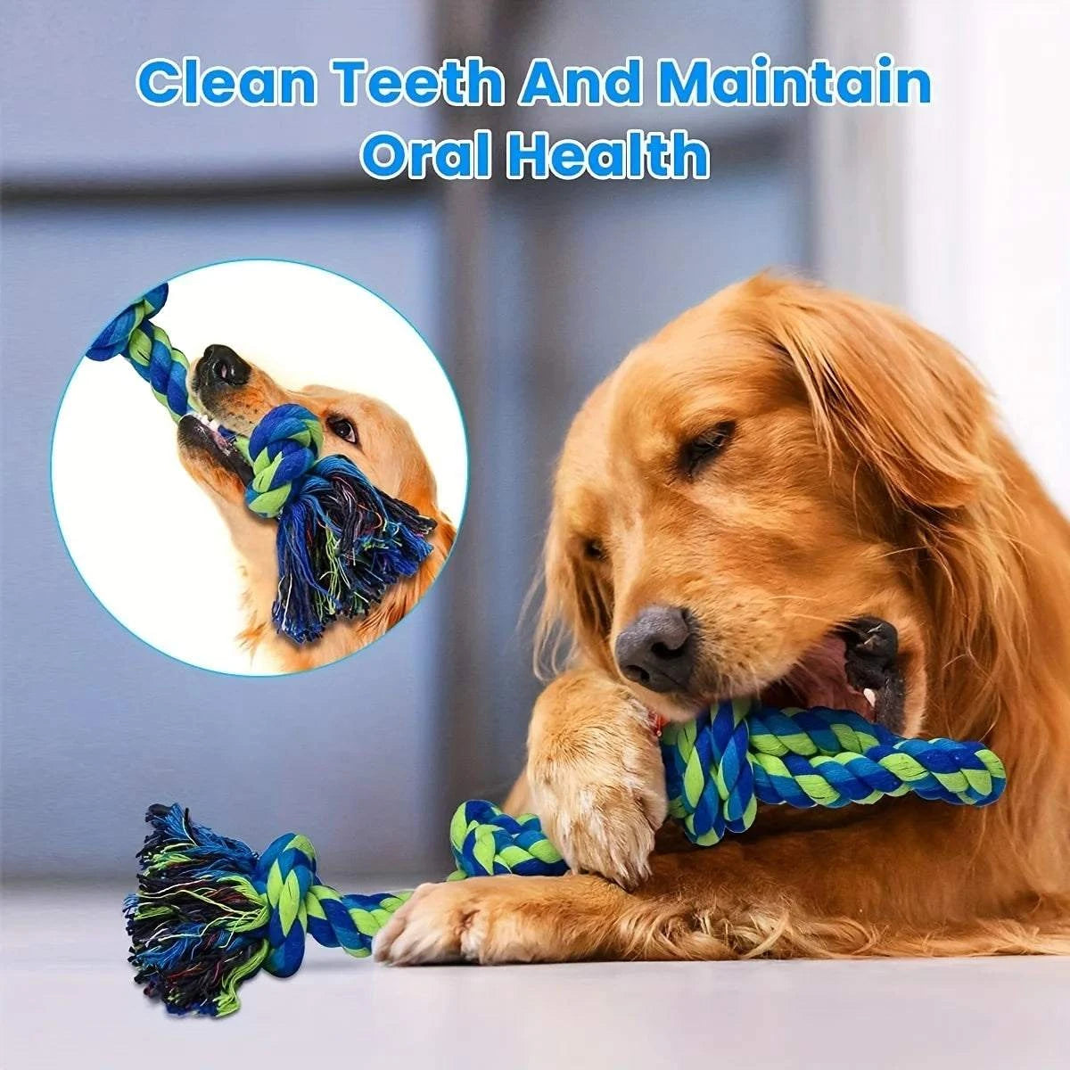 TugPro Rope Chew Toy made of durable woven linen for medium and large dogs&