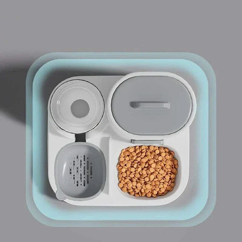 DuoServe 2-in-1 Pet Feeder with automatic water dispenser and food bowl for cats and small dogs