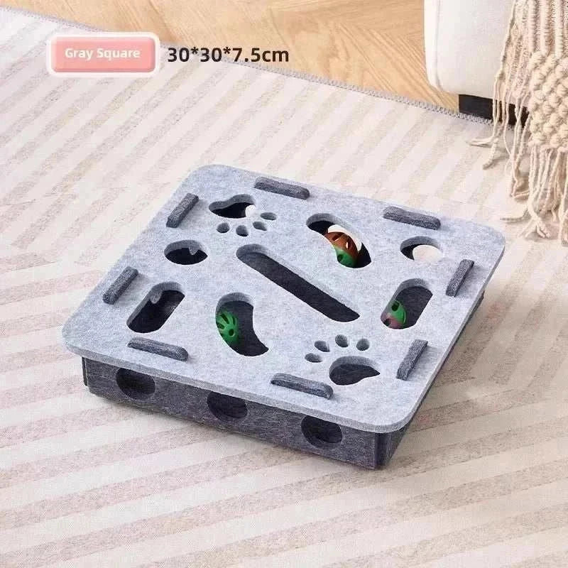 PurrPlay Interactive Cat Puzzle Box felt puzzle toy for indoor cat stimulation and exercise