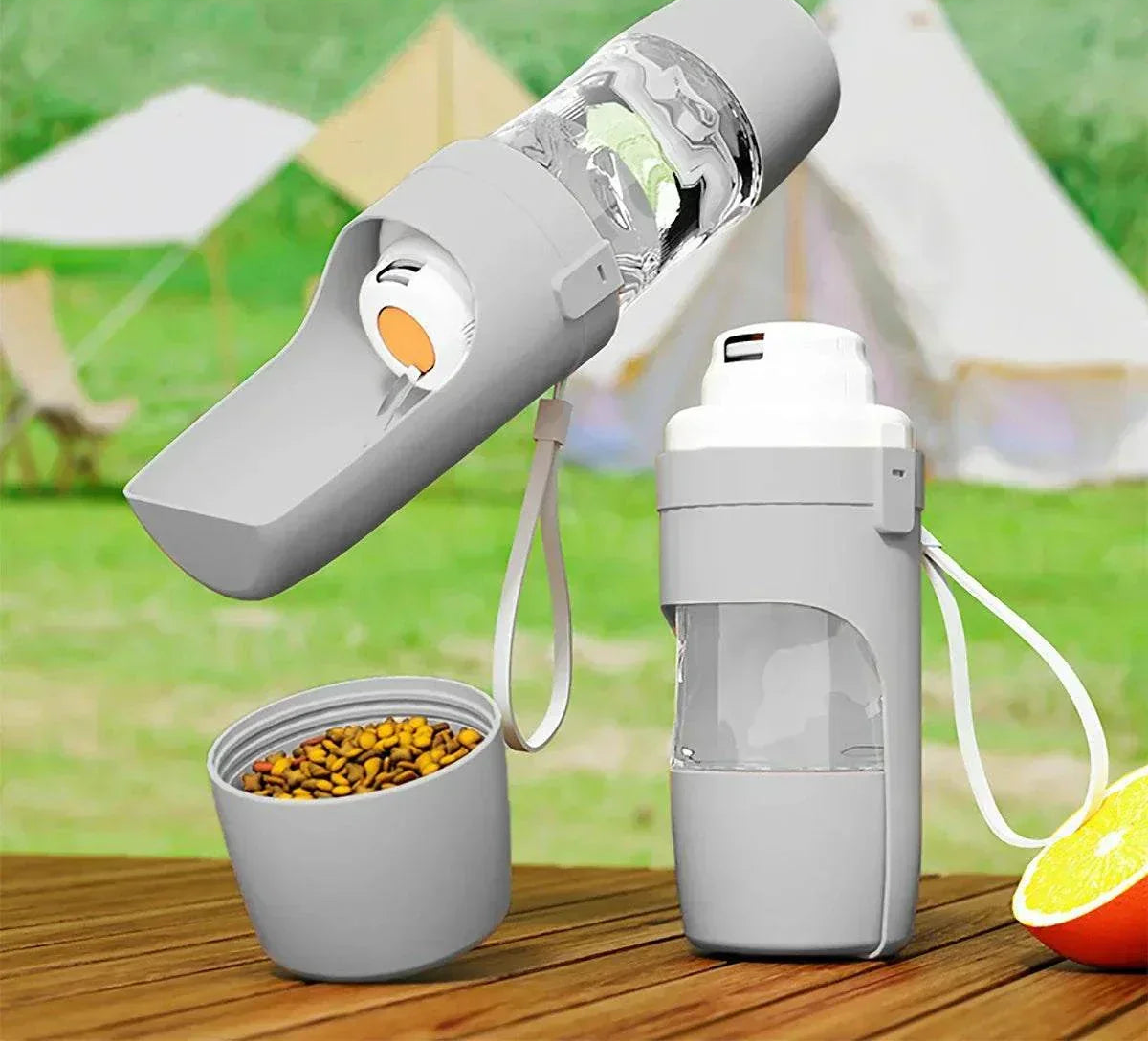 TravelPaws Portable Pet Water Bottle 2-in-1 food and water container with built-in bowl and leak-proof design for pets on the go