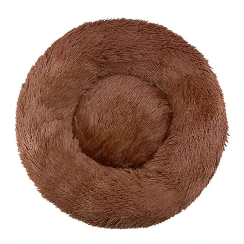 Round plush pet bed for large and medium dogs, super soft and warm sleeping house