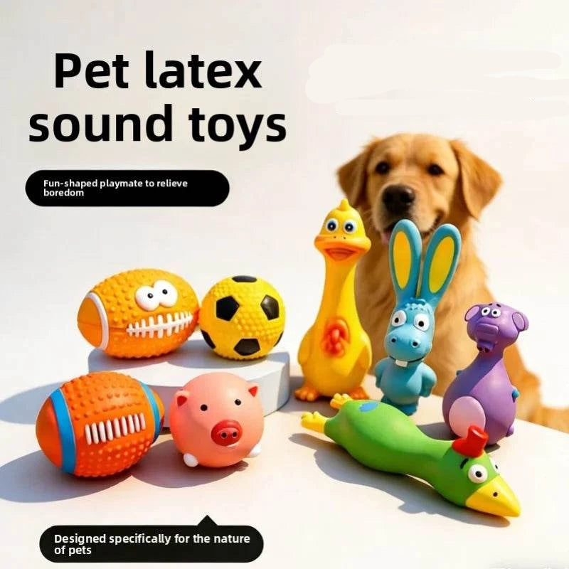 SqueakyPaws Latex Dog Toy made of durable latex with built-in squeaker for interactive play and chewing stimulation