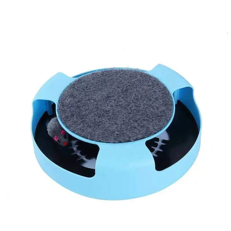 SpinTrack Interactive Cat Toy with spinning turntable and rolling mouse for cat exercise and mental stimulation