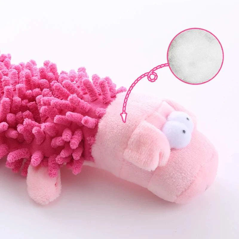 SnuggleSqueak Plush Dog Toy soft fleece squeaky toy for puppies and adult dogs