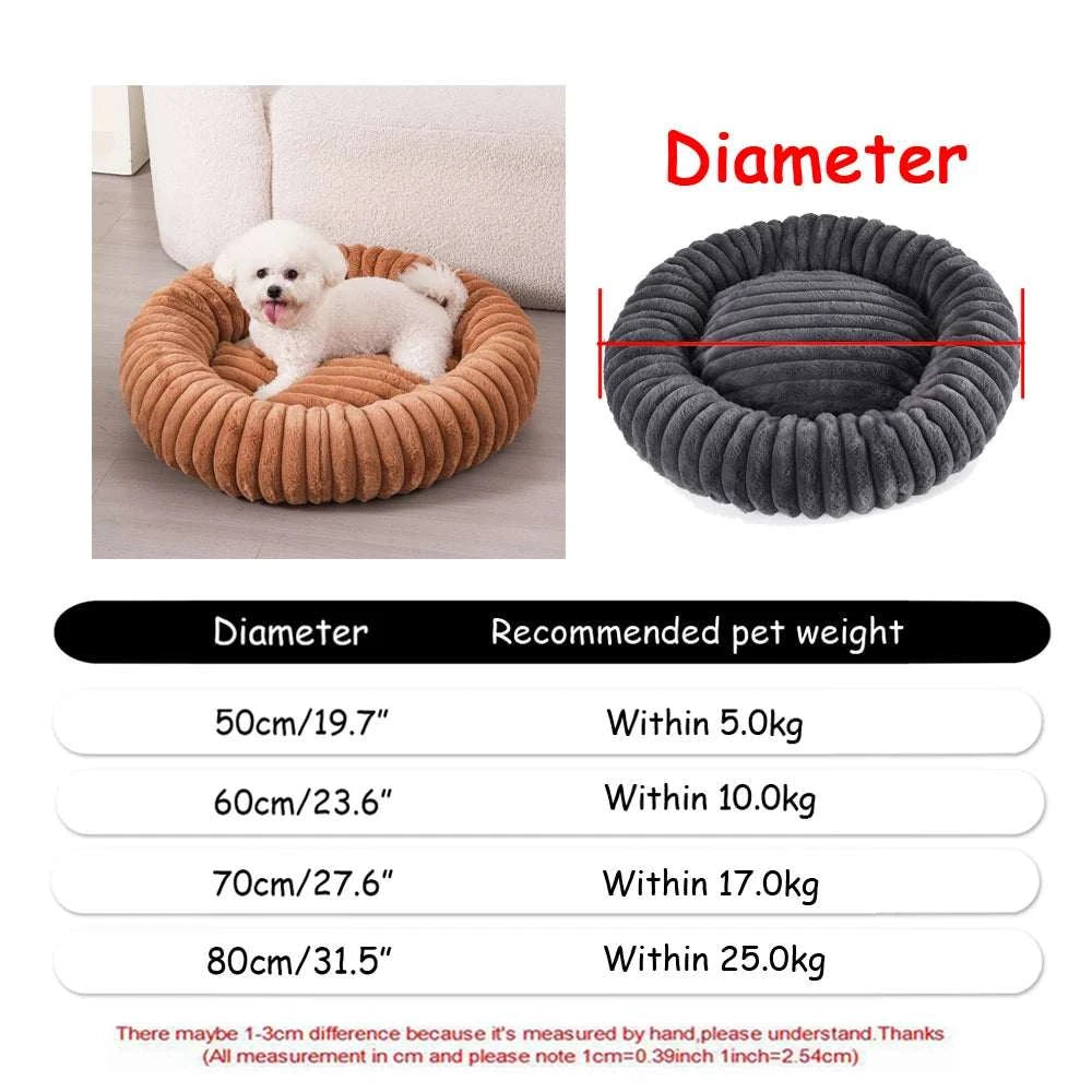 Round plush pet bed for large and medium dogs, super soft and warm winter sleeping bed with non-slip bottom