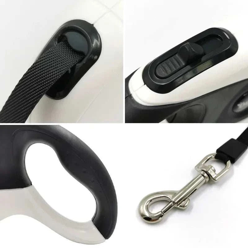 FreeStride Retractable Dog Leash with ergonomic handle and durable nylon leash in black color