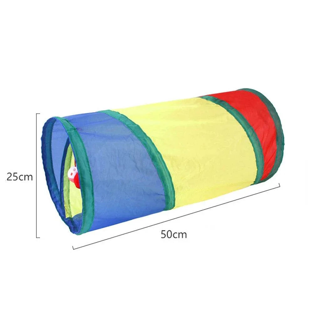 PurrMaze Foldable Cat Tunnel interactive foldable toy with crinkle fabric and hanging ball for cats and small pets
