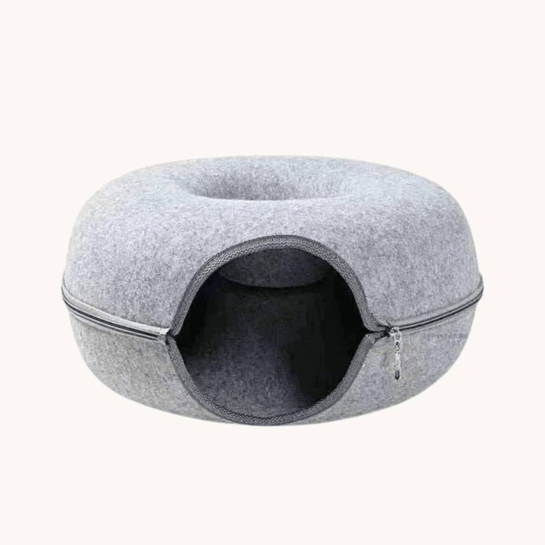 PurrNest™ 2-in-1 cat tunnel bed in donut shape offering cozy, secure, and playful space for cats