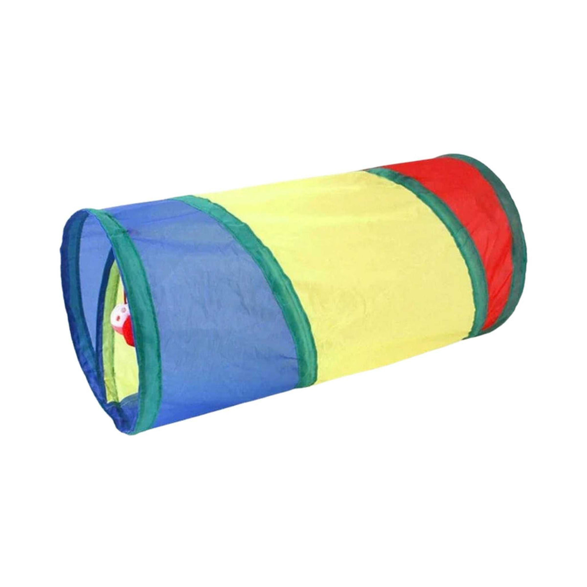 PurrMaze Foldable Cat Tunnel – Straight, Multicolour, on a white background
