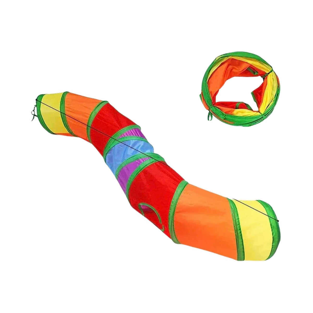 PurrMaze Foldable Cat Tunnel – S-Shape, Multicolour, on a white background