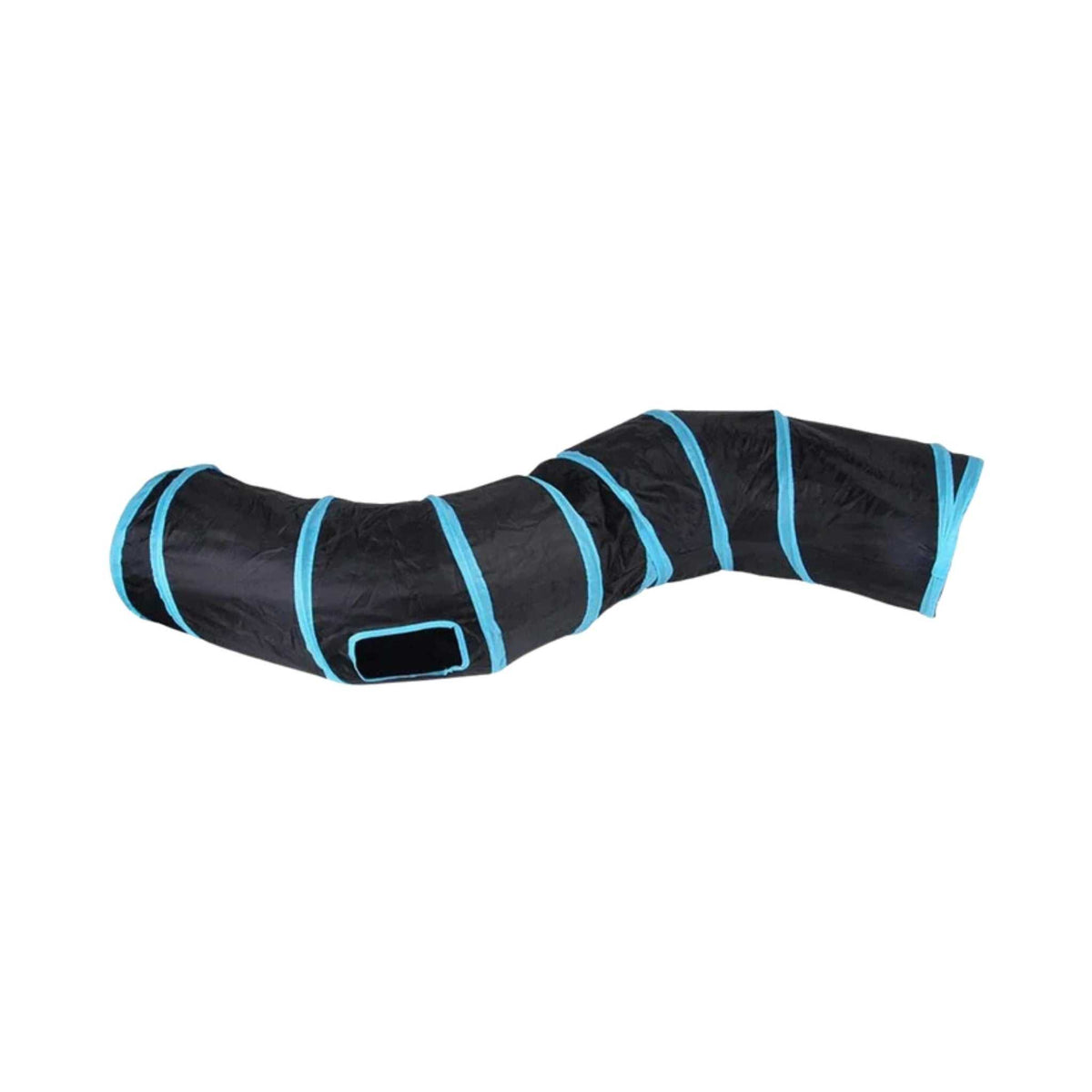 PurrMaze Foldable Cat Tunnel – S-Shape, Black, on a white background