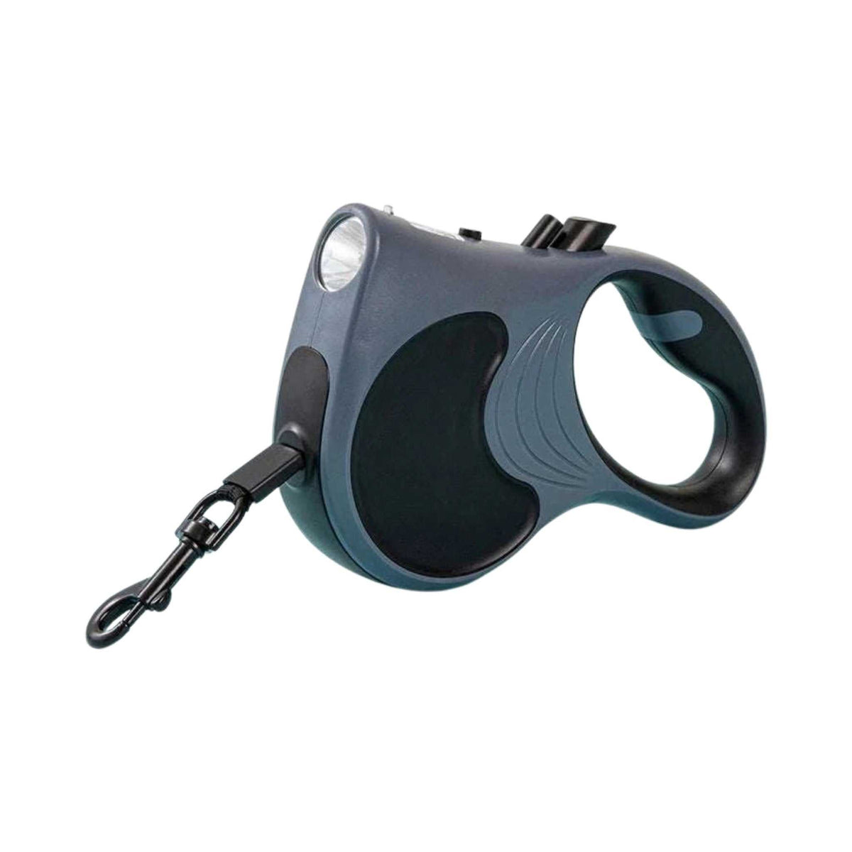 LumiPaw Retractable Leash with LED Light – Grey, on a white background