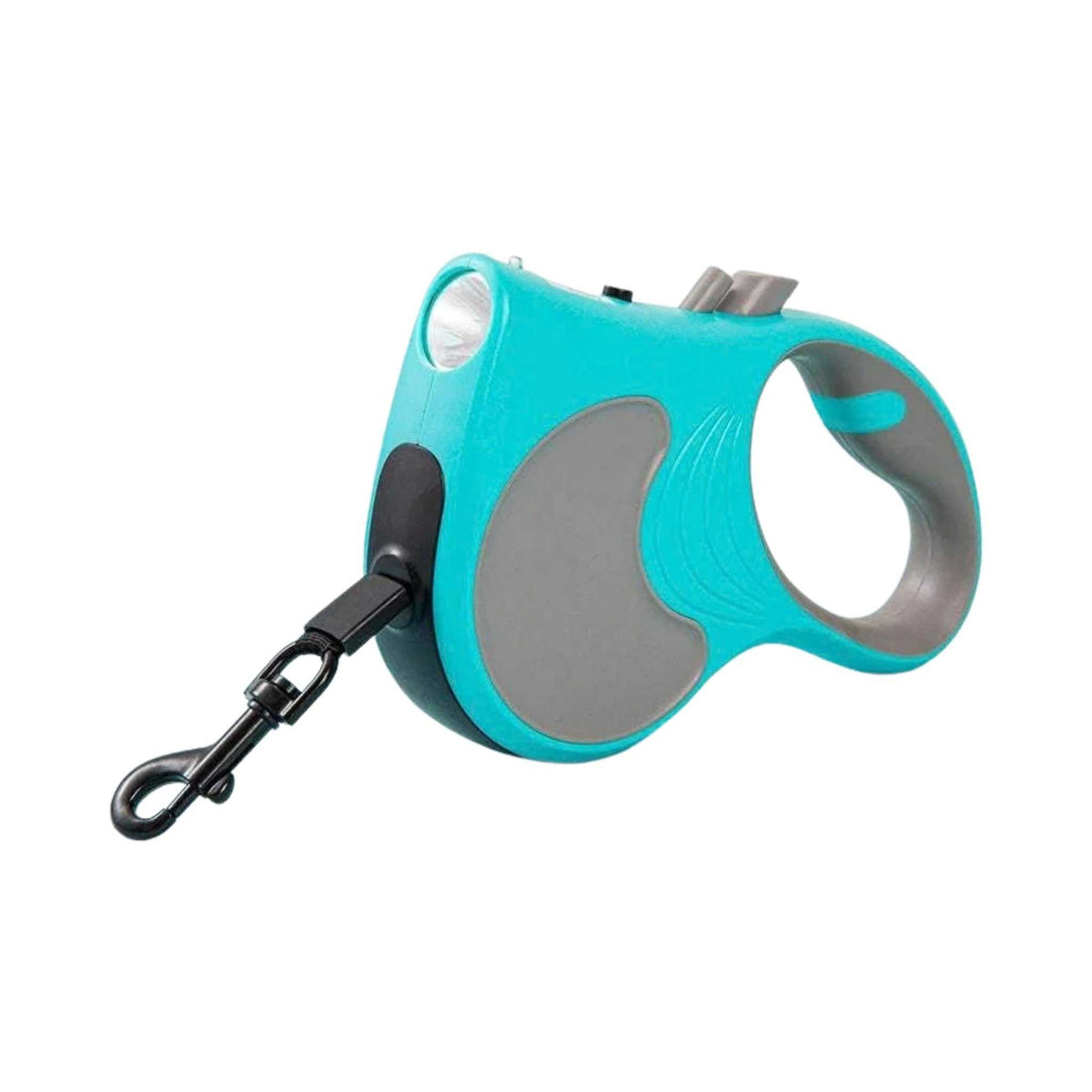 LumiPaw Retractable Leash with LED Light – Blue, on a white background