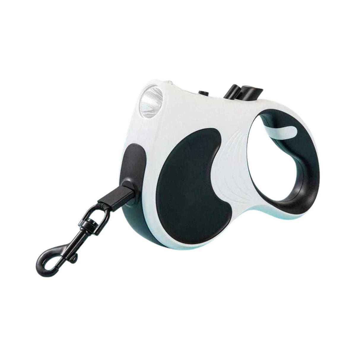 LumiPaw Retractable Leash with LED Light – White, on a white background