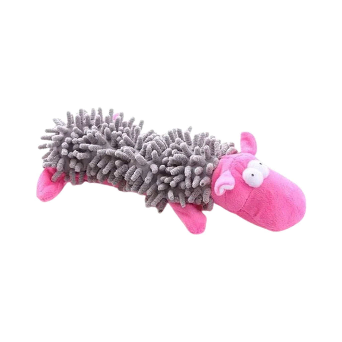 SnuggleSqueak Fleece Squeaky Toy – Grey, on a white background