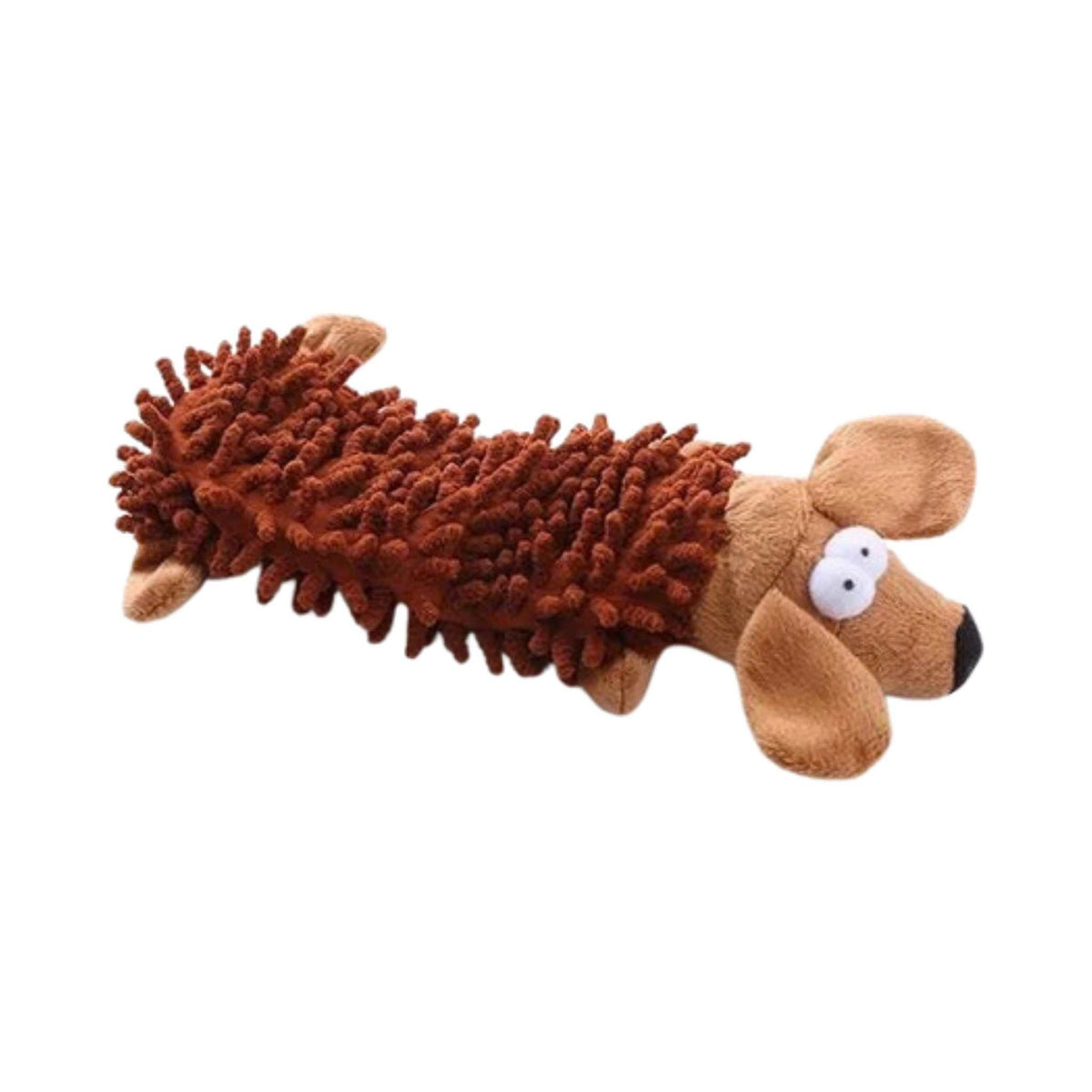 SnuggleSqueak Fleece Squeaky Toy – Brown, on a white background