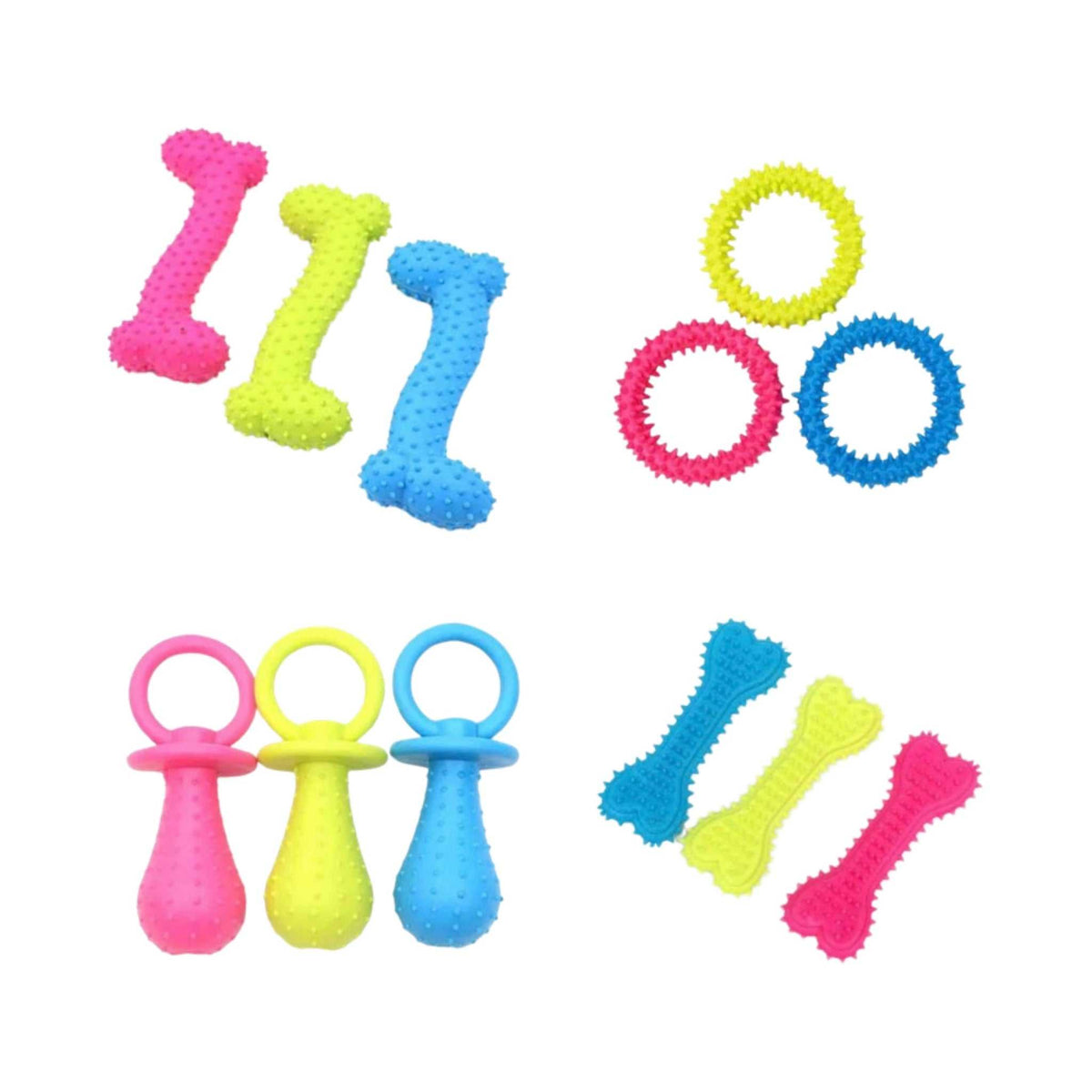 PawzChew Squeaky Dental Ball – 4-Piece Set, on a white background