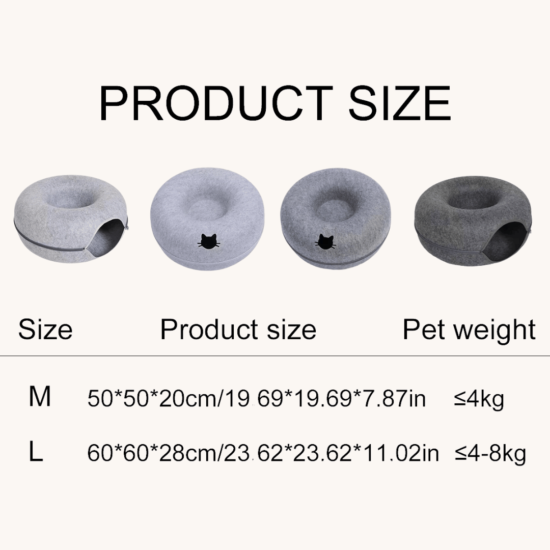 PurrNest™ 2-in-1 Cat Tunnel Bed cozy donut-shaped tunnel and bed for cats