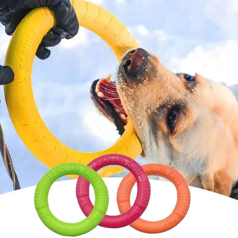 PawzPlay Tug &amp; Fetch durable rubber training ring dog toy in red