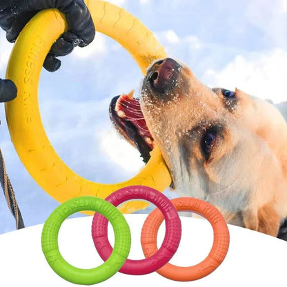 PawzPlay Tug &amp; Fetch durable rubber training ring dog toy in red