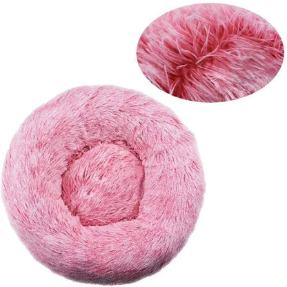 round plush pet bed for large and medium dogs winter warm sleeping fiber material