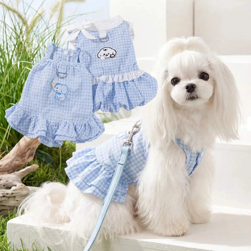 Bluebell Charm Plaid Dog Dress
