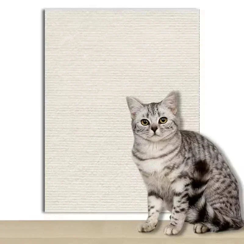 Durable self-adhesive cat scratch mat protecting furniture and walls from cat claws