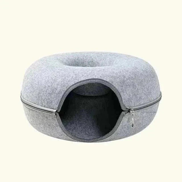 PurrNest™ 2-in-1 cat tunnel bed with cozy donut shape for play, comfort, and secure rest