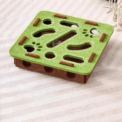 PurrPlay Interactive Cat Puzzle Box felt puzzle toy for indoor cat enrichment and exercise