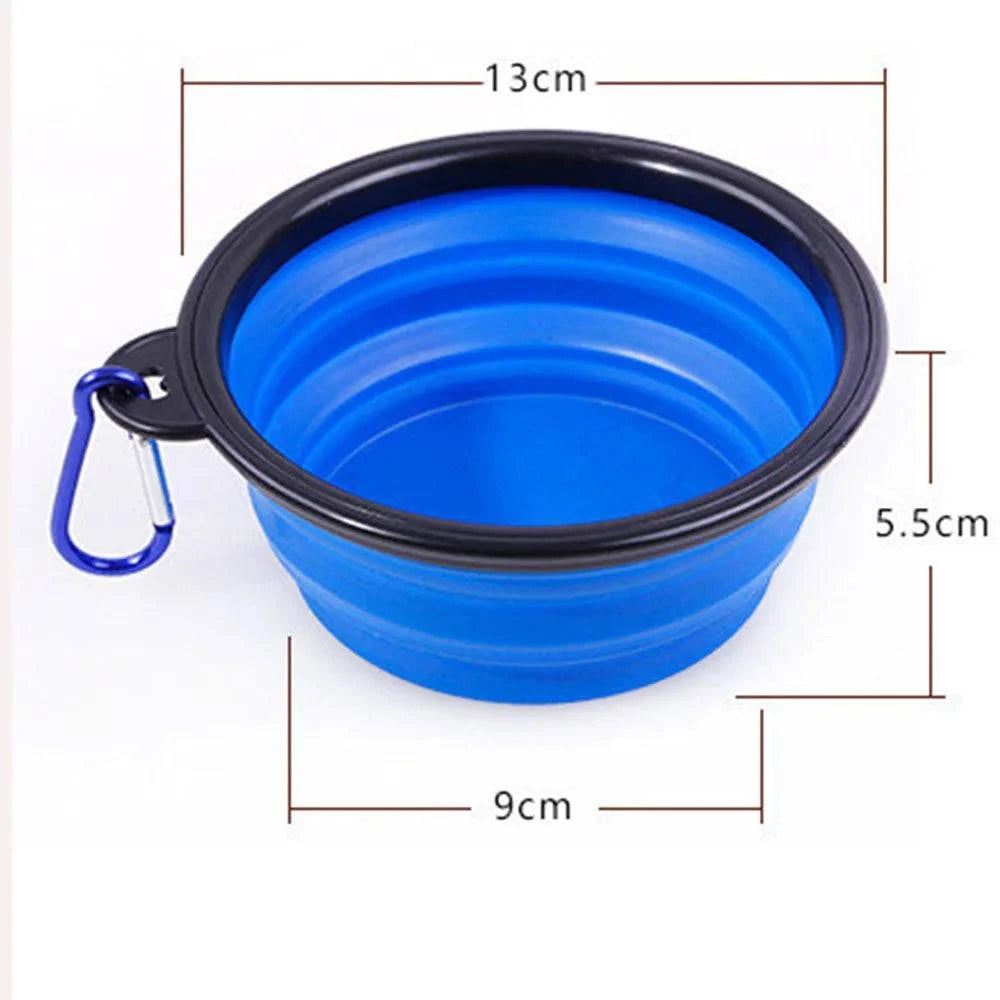 FoldAway Travel Pet Bowl collapsible with carabiner clip for dogs and cats on the go