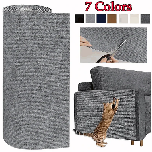 Self-adhesive Cat Scratch Mat protecting furniture from cat claw damage