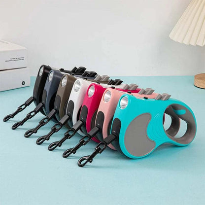 LumiPaw LED Retractable Dog Leash with built-in light and ergonomic handle for safe dog walking