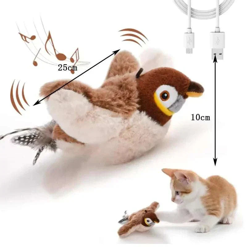 FlappyBird Interactive Cat Toy plush bird with touch-activated chirping and flapping wings for cats
