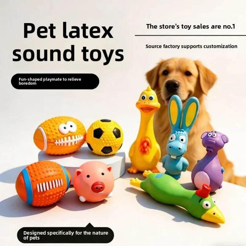 SqueakyPaws Latex Dog Toy made of durable latex with built-in squeaker for interactive play and chewing stimulation