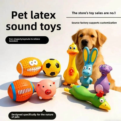 SqueakyPaws Latex Dog Toy made of durable latex with built-in squeaker for interactive play and chewing stimulation