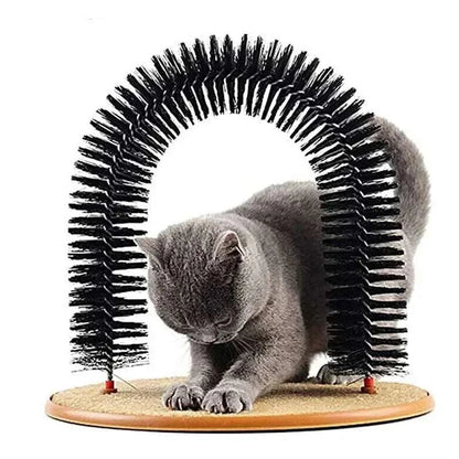 PurrSpa Self-Grooming Cat Arch with massage brush and scratching pad for cats and kittens