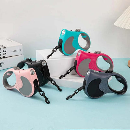 LumiPaw LED retractable dog leash with built-in light and ergonomic handle for safe nighttime walks
