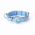 SecureTrack leather dog collar with built-in AirTag holder and matching leash set