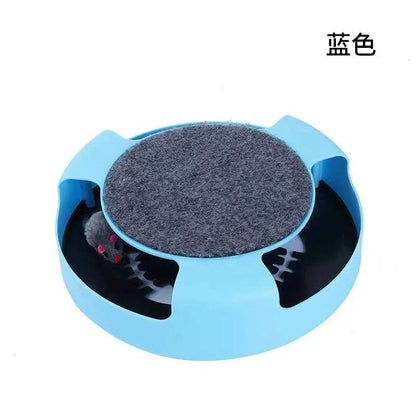 SpinTrack Interactive Cat Toy with spinning turntable and rolling mouse for cat exercise and mental stimulation