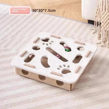 PurrPlay Interactive Cat Puzzle Box indoor cat puzzle toy in suede felt