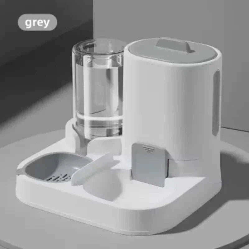 DuoServe 2-in-1 Pet Feeder with automatic water dispenser and food bowl for cats and small dogs