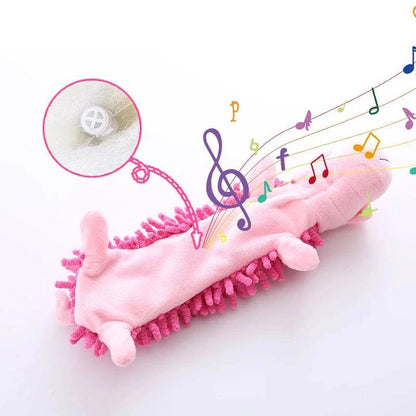 SnuggleSqueak Plush Dog Toy soft fleece with built-in squeaker for interactive play