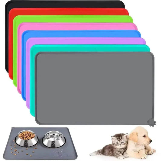 CleanPaws Silicone Pet Feeding Mat with raised edges and non-slip base for cats, waterproof and easy to clean.