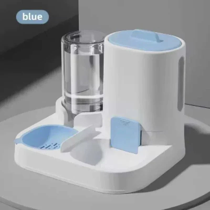 DuoServe 2-in-1 Pet Feeder with automatic water dispenser and food bowl for cats and small dogs