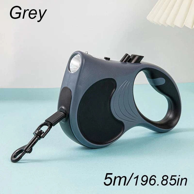 LumiPaw LED Retractable Dog Leash with built-in light and ergonomic handle for safe nighttime walks