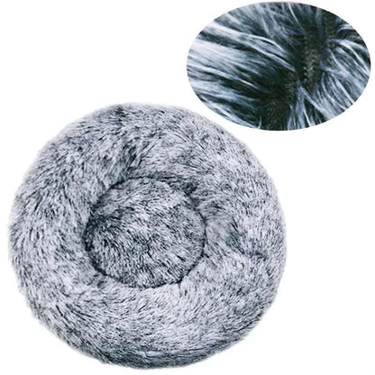 Round plush pet bed for large dogs and cats, super soft and warm winter sleeping bed with non-slip bottom, available in 6 sizes from 40-90cm diameter