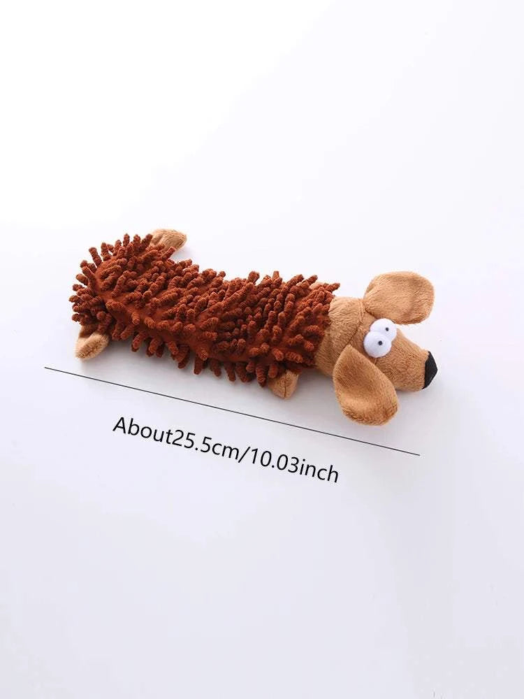 SnuggleSqueak Plush Dog Toy soft fleece squeaky toy for puppies and adult dogs