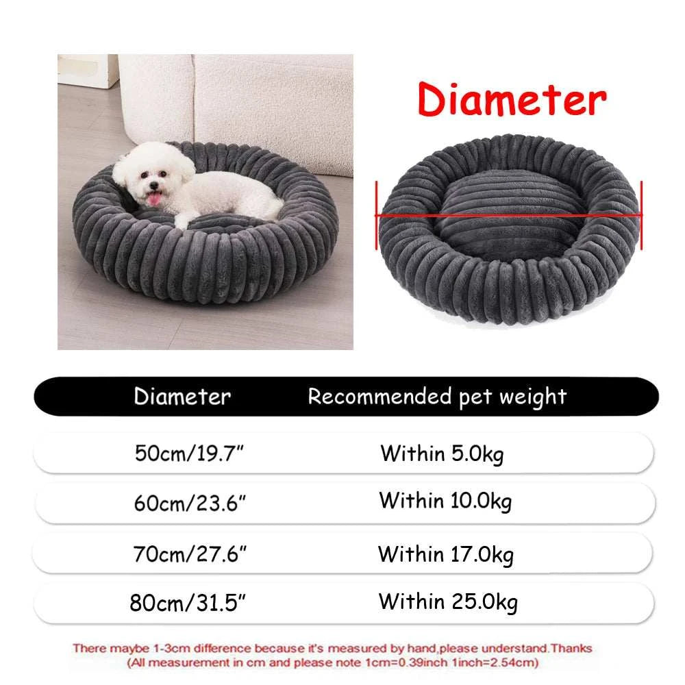 round plush pet bed for large dogs and cats winter warm sleeping cushioning fiber material